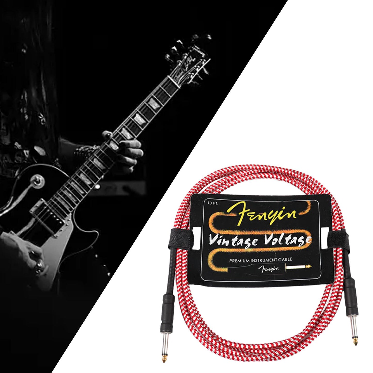 Electric Instrument Cable Guitar Cable for Electric Guitar Speaker Amplifier 10m red white