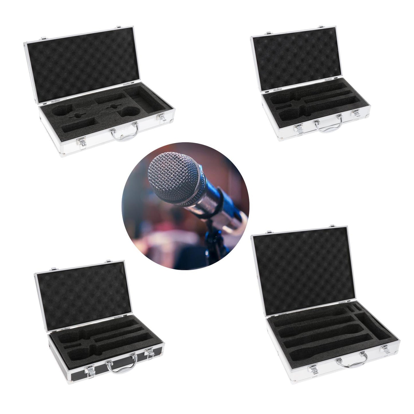 Microphone Case Mic Case Hard for Live Broadcast Control Room Singing Argent lengthen