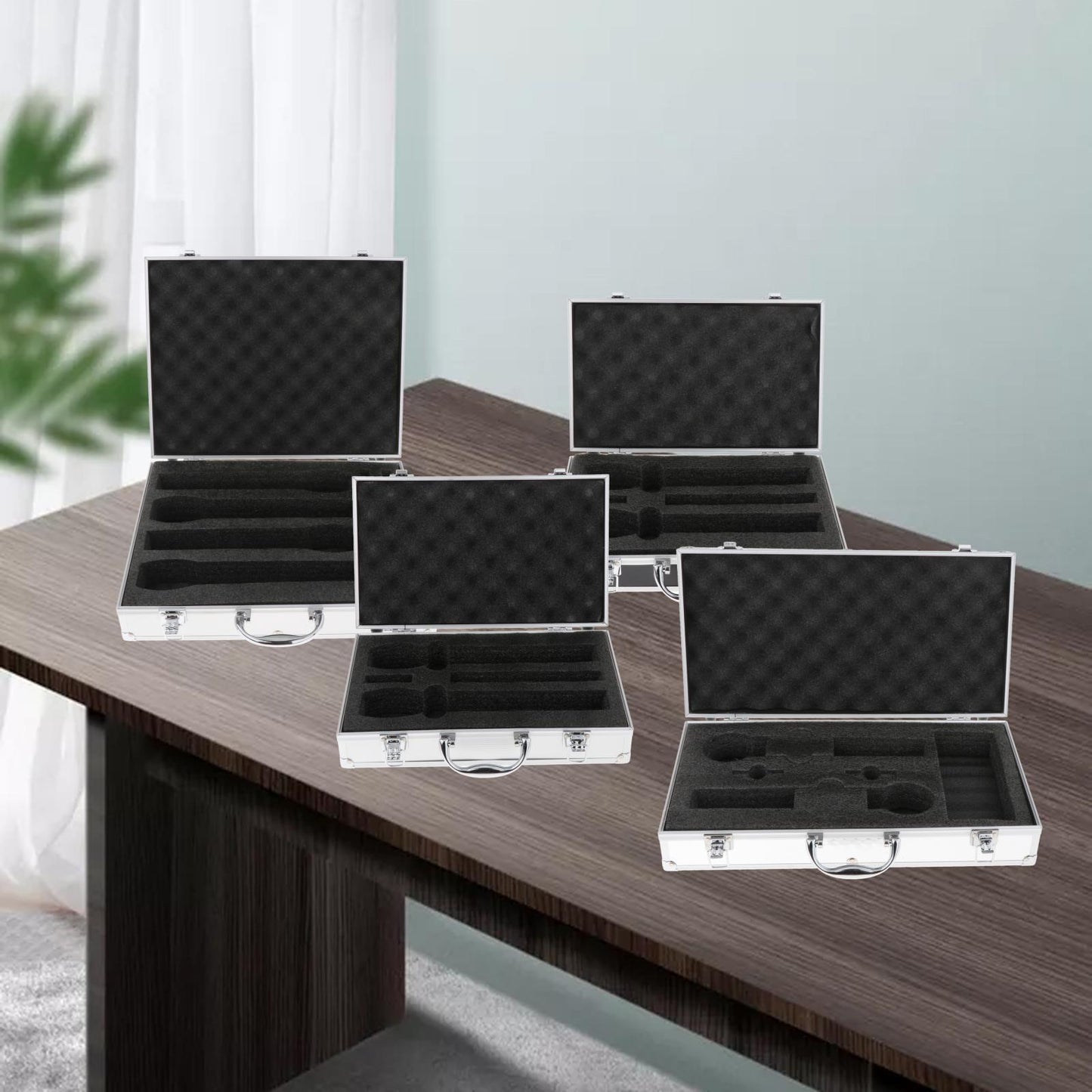 Microphone Case Mic Case Hard for Live Broadcast Control Room Singing Argent lengthen