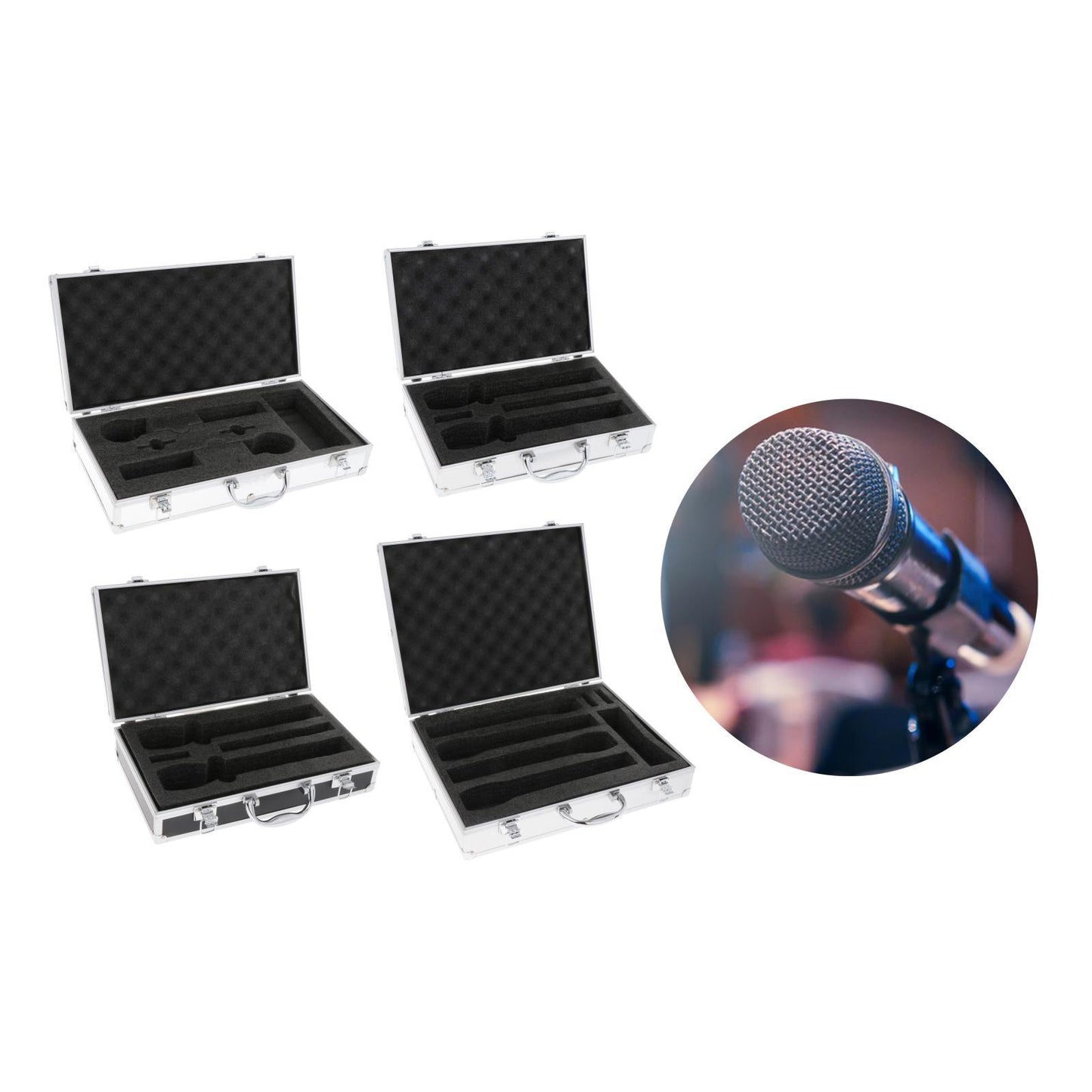 Microphone Case Mic Case Hard for Live Broadcast Control Room Singing Argent lengthen