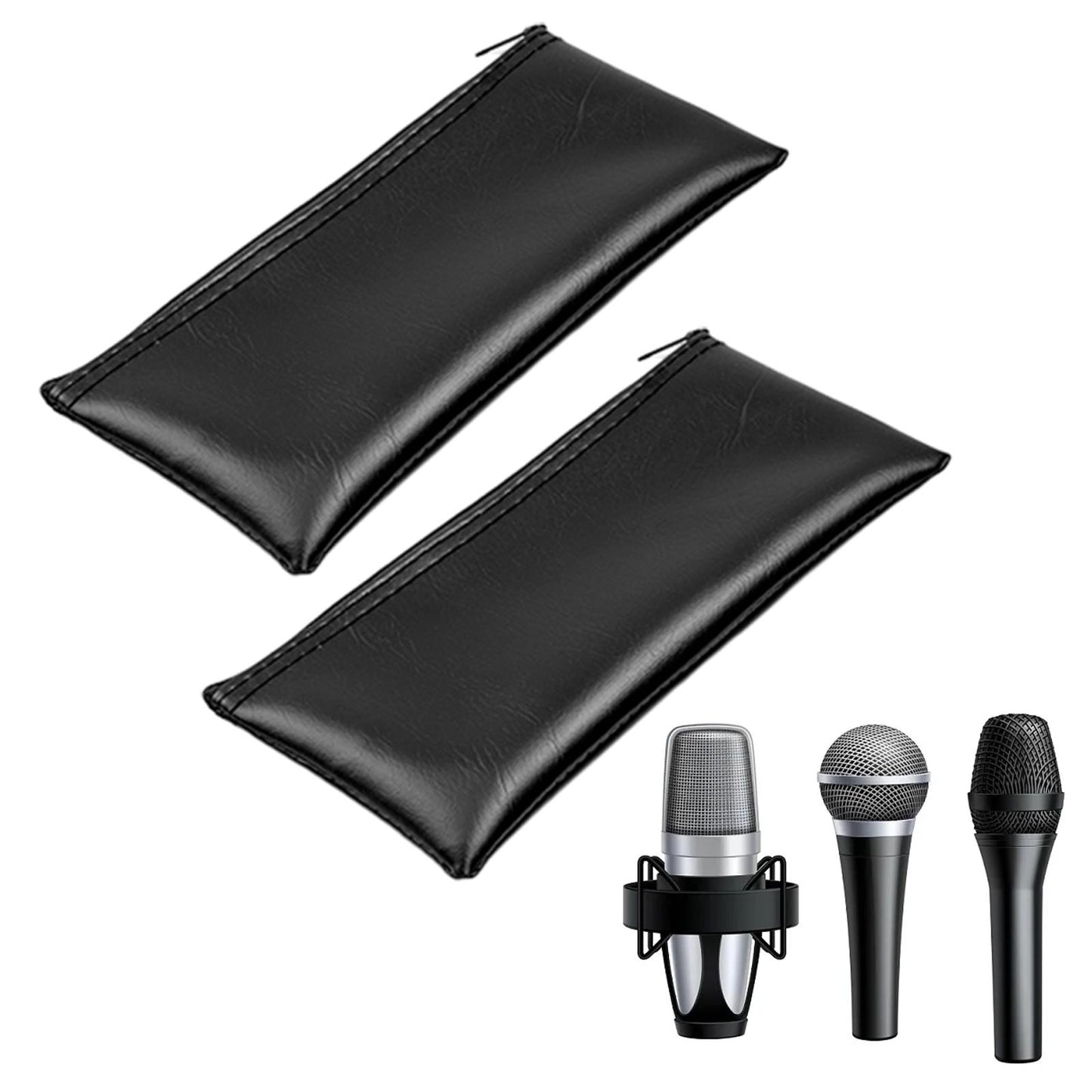 2x Storage Pouch Portable Mic Protective Bag for Travelling Camping Business A 22x10.5cm