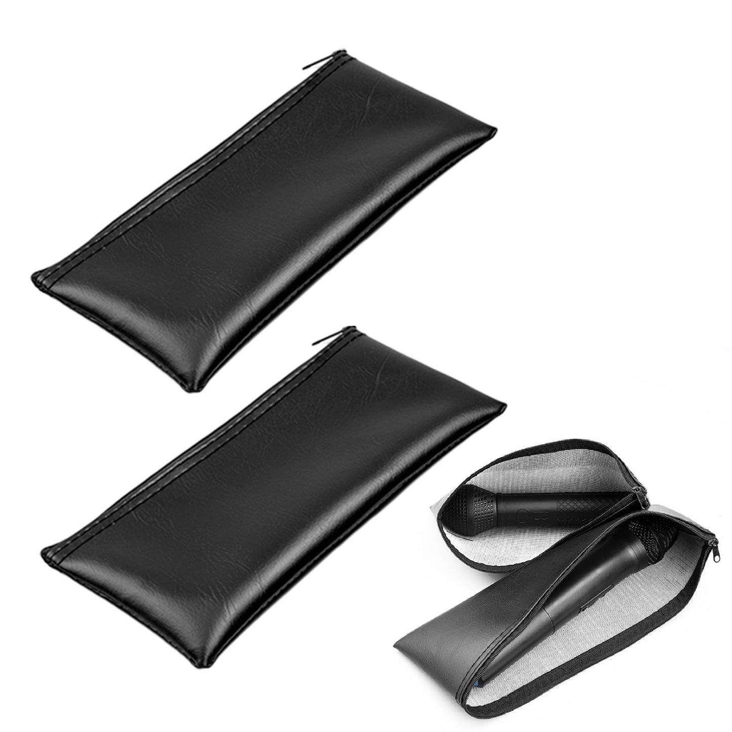 2x Storage Pouch Portable Mic Protective Bag for Travelling Camping Business A 22x10.5cm