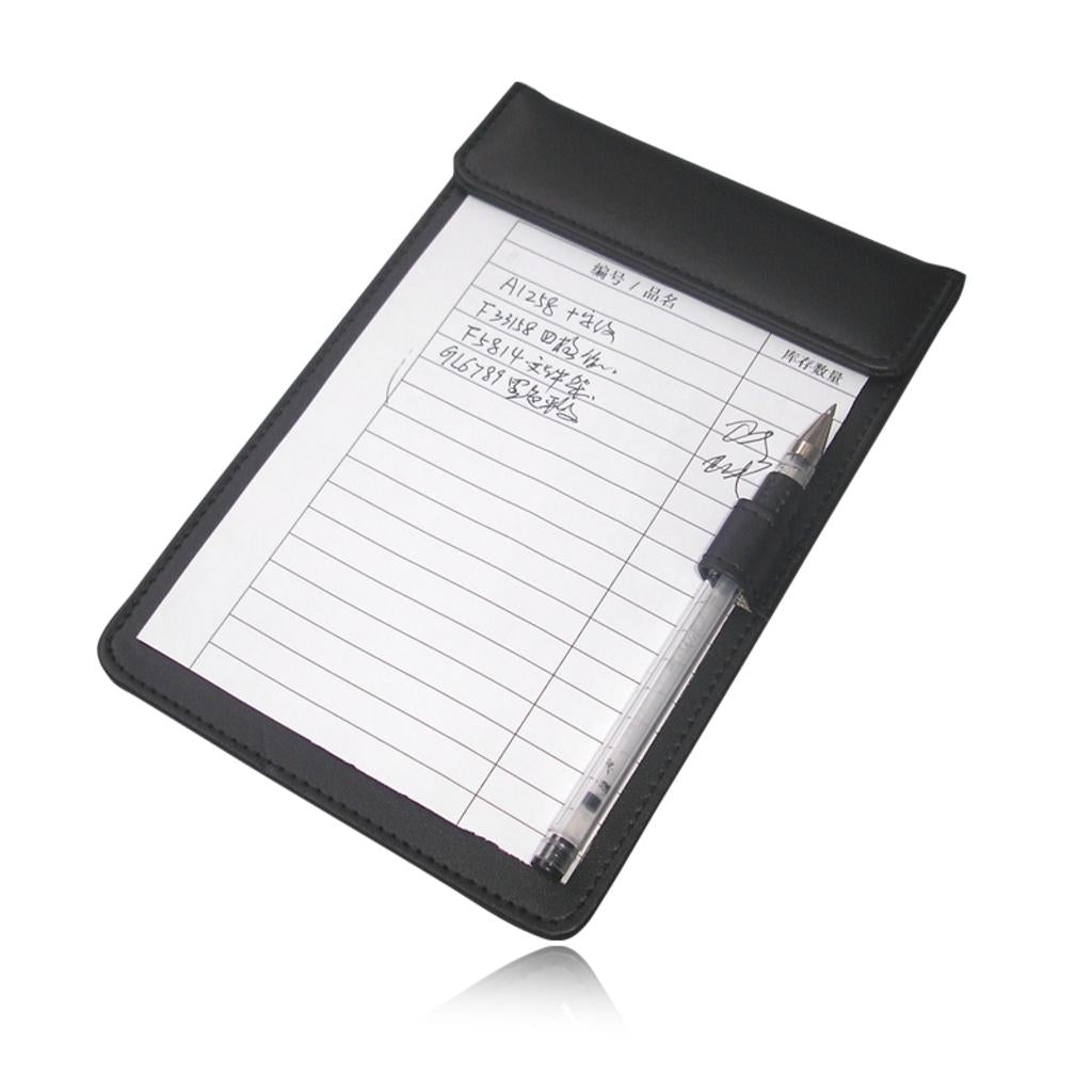 Ultra-Smooth Leather Office Meeting Conference Paper Profile Pad A6 Black