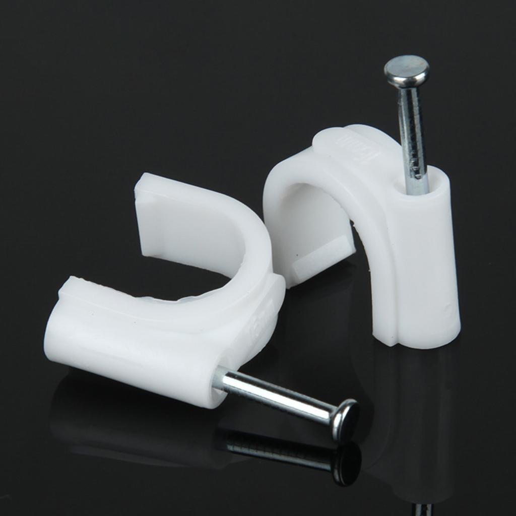100pcs Plastic Electrical Wire Cable Clips High Carbon Steel Nail 4-25mm 14mm