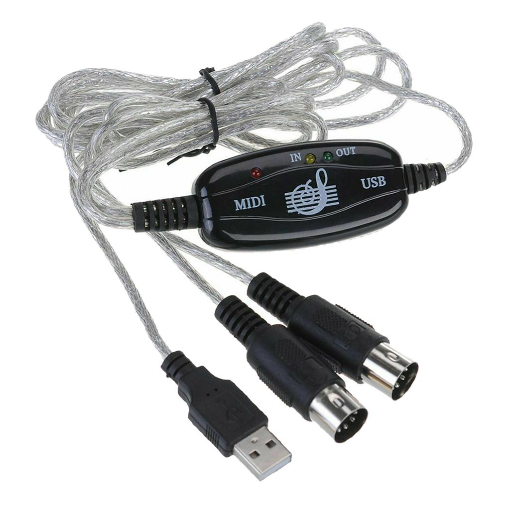 2m USB IN OUT MIDI Interface Cable Converter PC to Music Keyboard Adapter