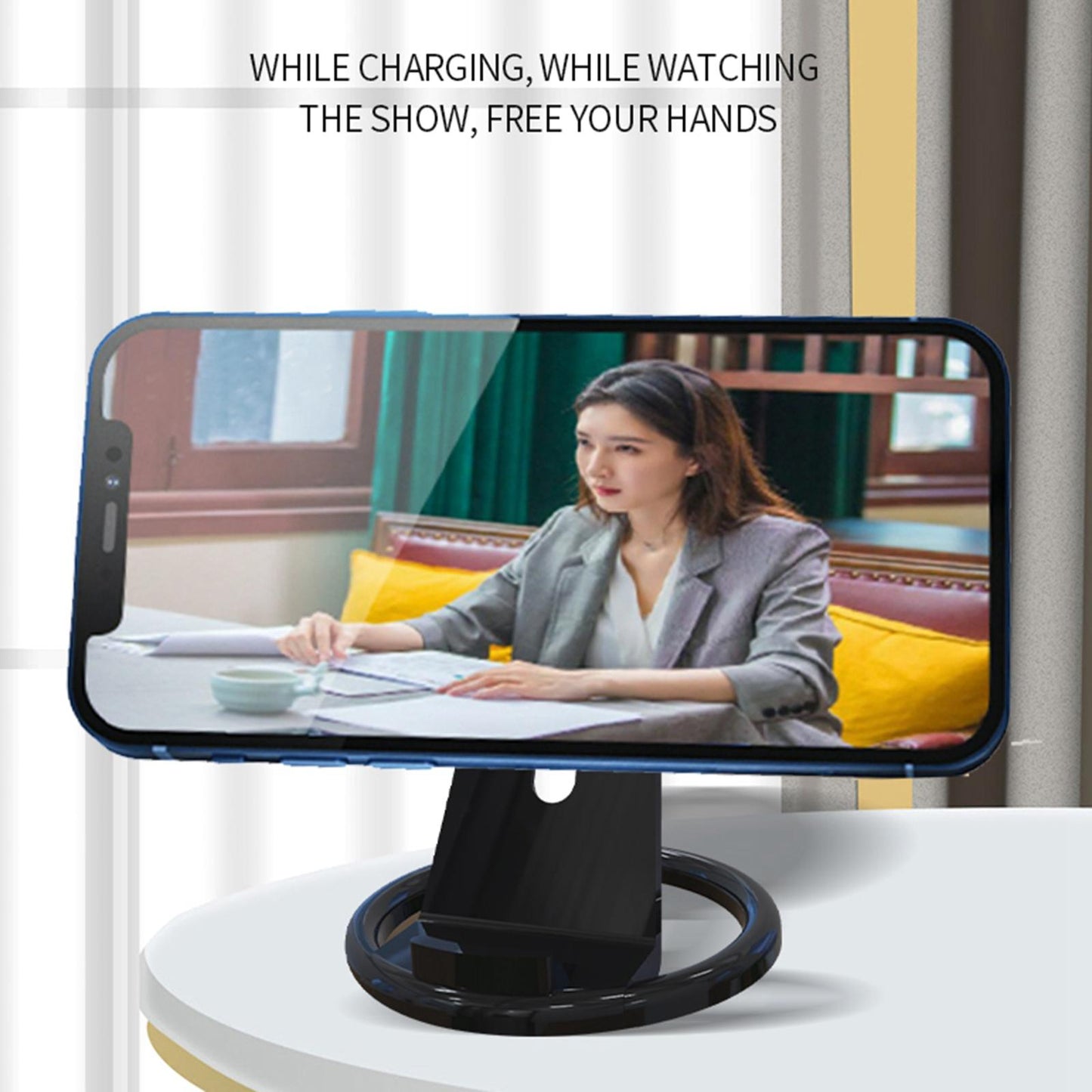 Wireless Charger Phone Holder Mount Adjustable Bracket for iPhone 12 Black