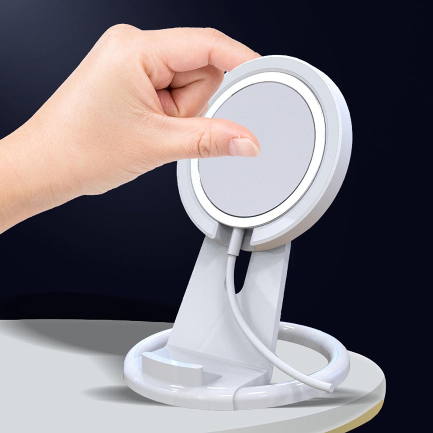 Wireless Charger Phone Holder Mount Adjustable Bracket for iPhone 12 White