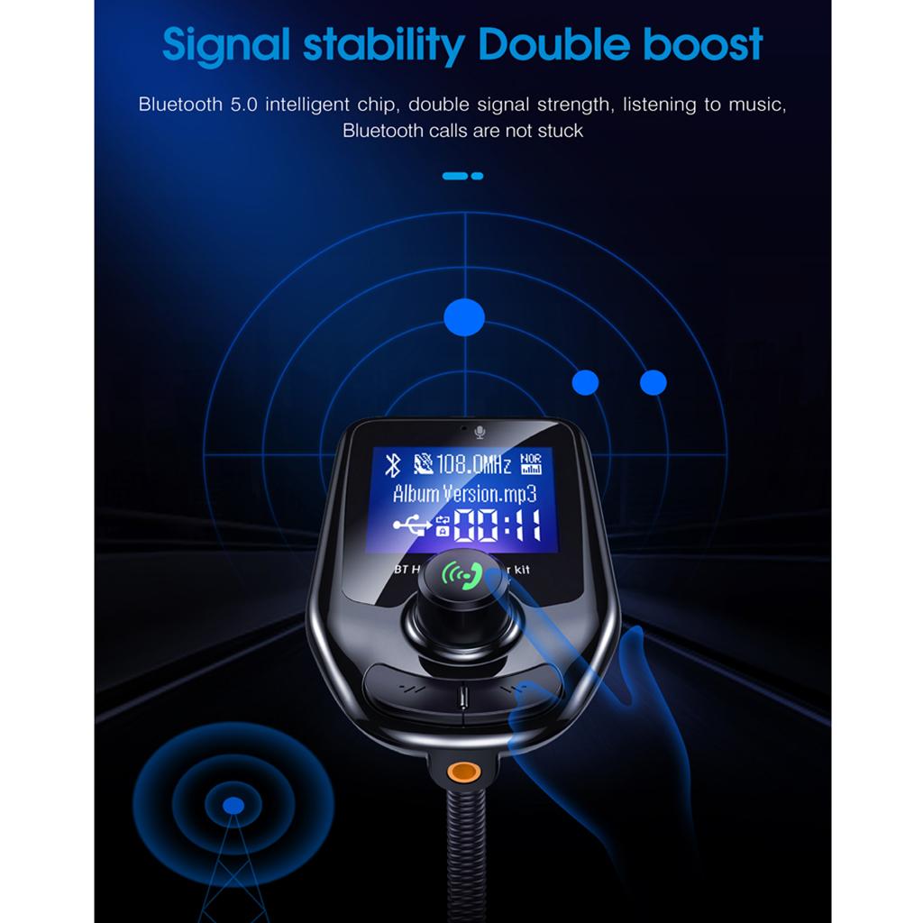 In-Car Bluetooth FM Transmitter Radio Adapter 3.0 Inch Display Audio Players black