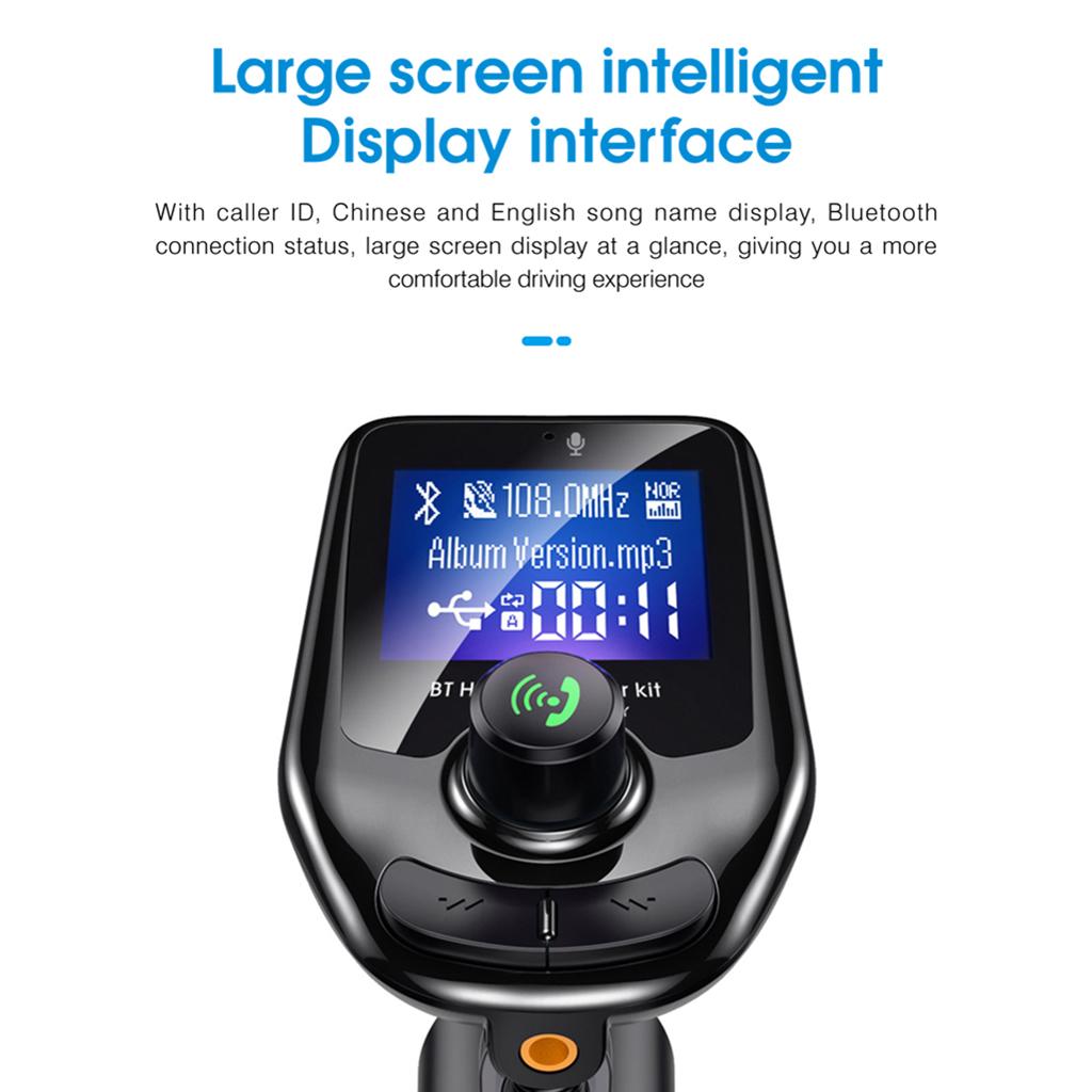 In-Car Bluetooth FM Transmitter Radio Adapter 3.0 Inch Display Audio Players black