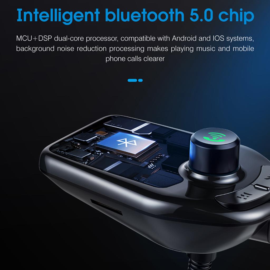 In-Car Bluetooth FM Transmitter Radio Adapter 3.0 Inch Display Audio Players black