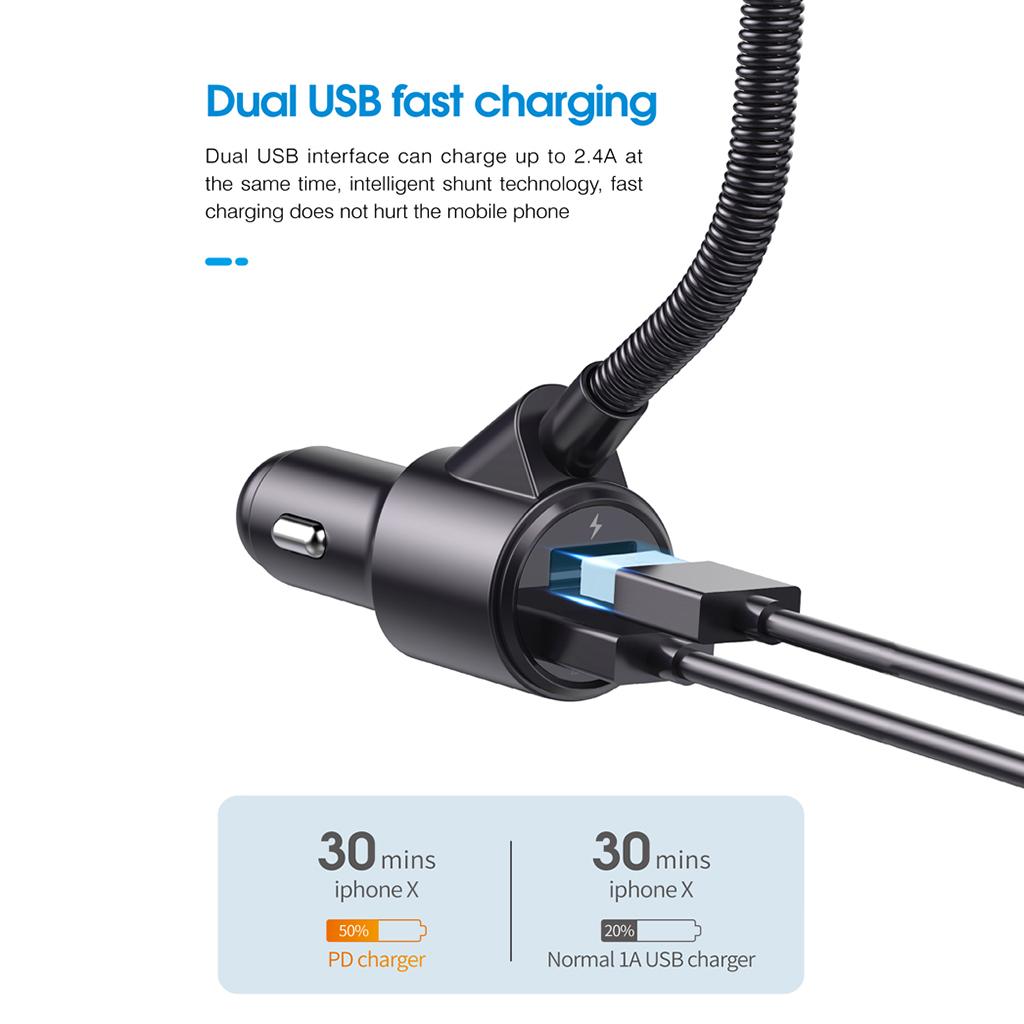 In-Car Bluetooth FM Transmitter Radio Adapter 3.0 Inch Display Audio Players green