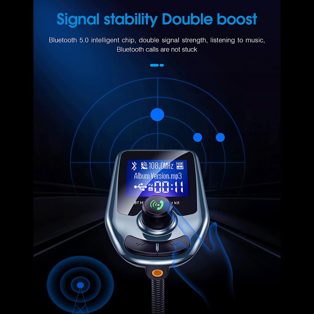 In-Car Bluetooth FM Transmitter Radio Adapter 3.0 Inch Display Audio Players green