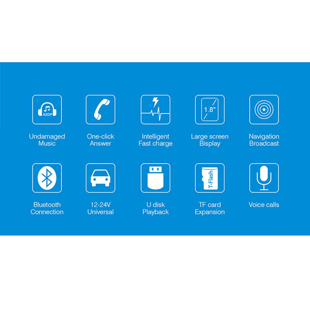 In-Car Bluetooth FM Transmitter Radio Adapter 3.0 Inch Display Audio Players green