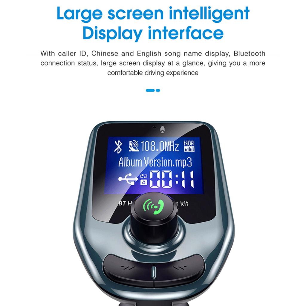 In-Car Bluetooth FM Transmitter Radio Adapter 3.0 Inch Display Audio Players green