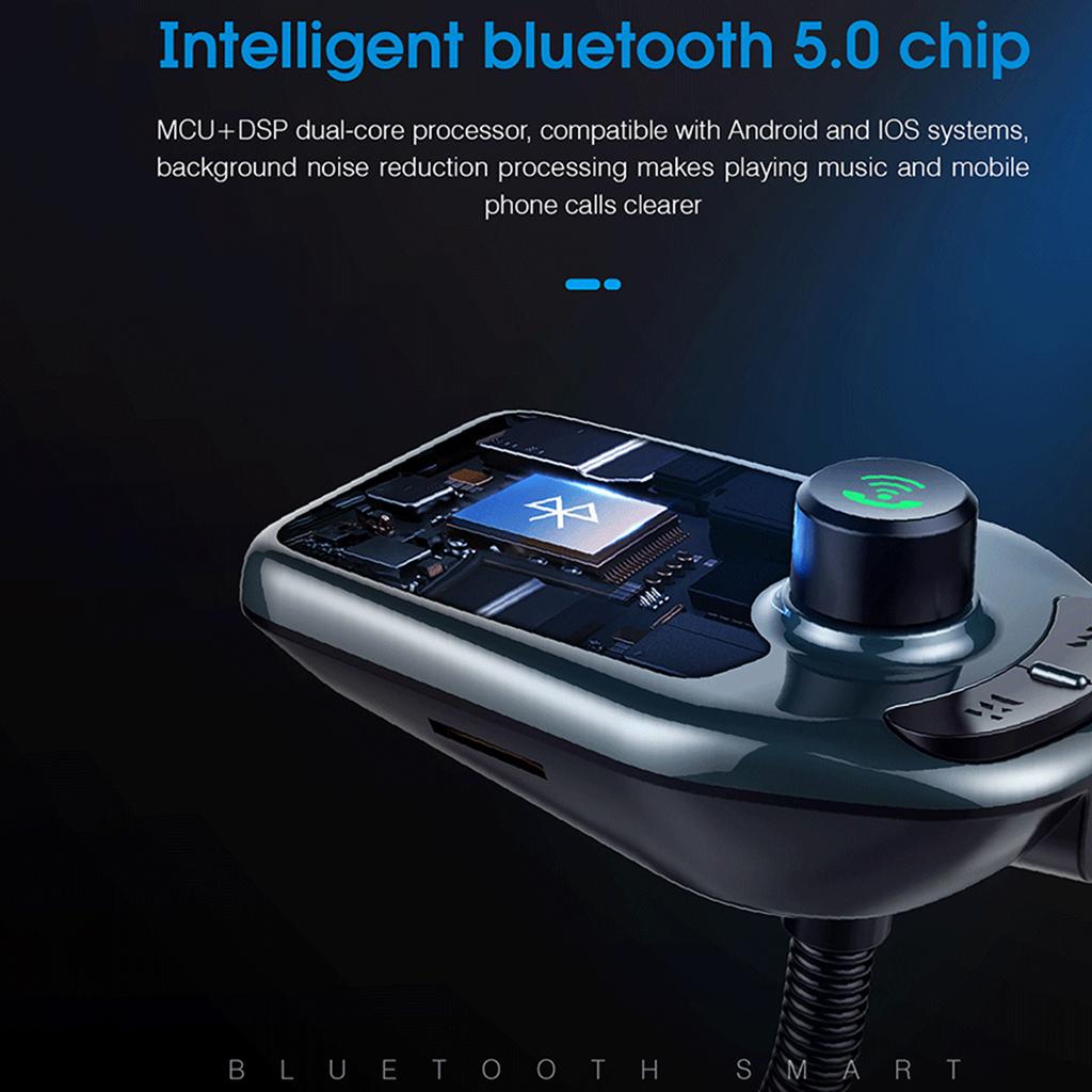 In-Car Bluetooth FM Transmitter Radio Adapter 3.0 Inch Display Audio Players green