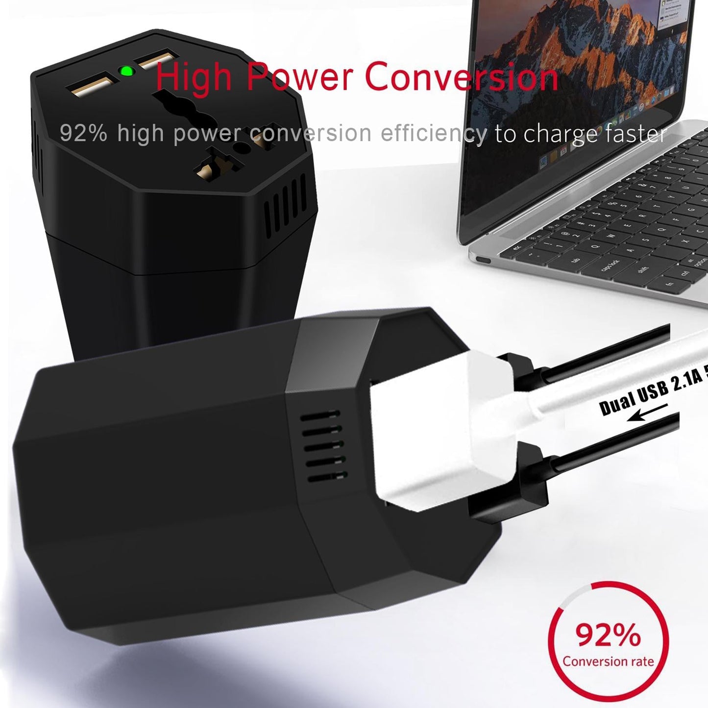 400W Small Car Power Inverter Socket DC 12V to 110V 220V AC Black