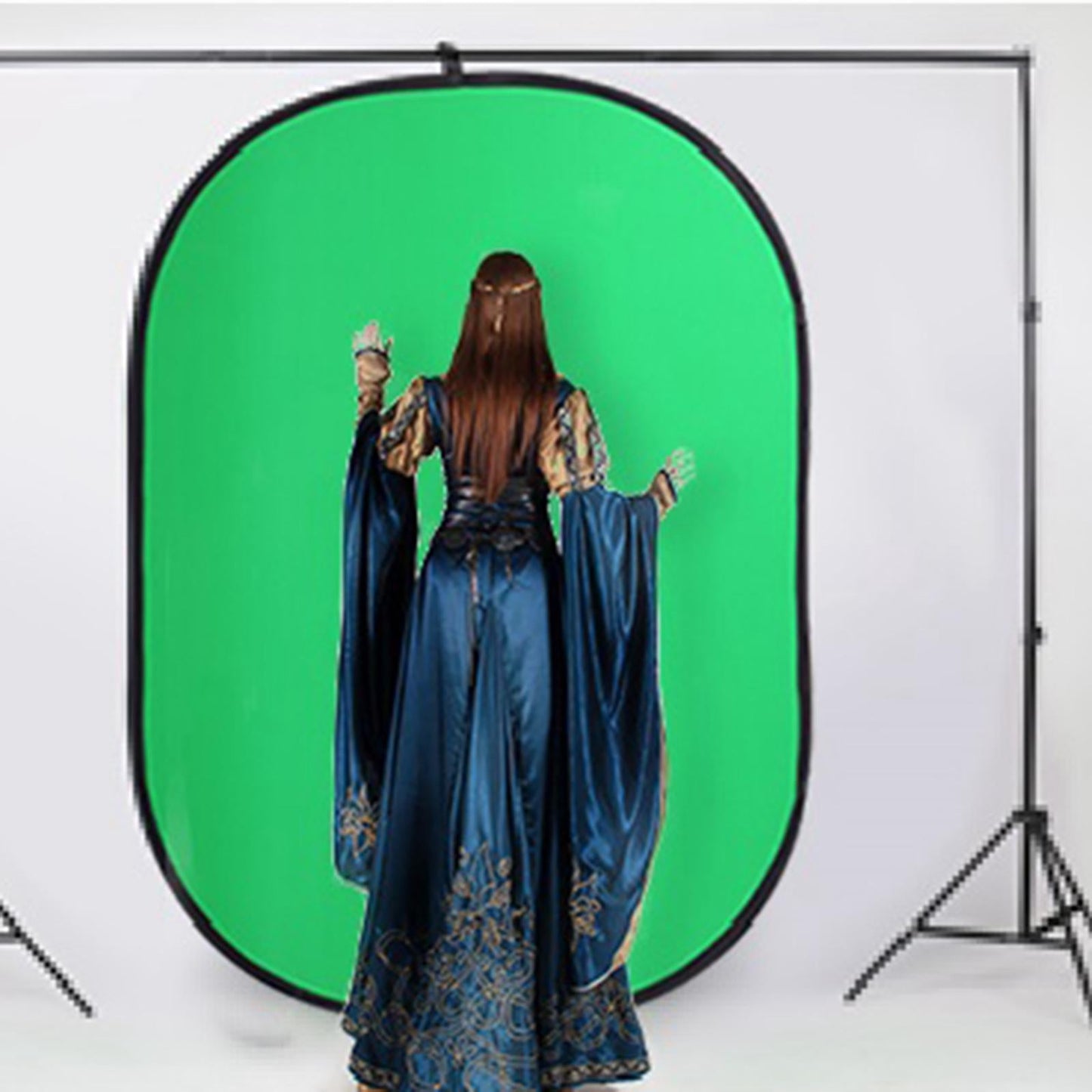 Folding Background Panel Studio Screen Backdrop Video Broadcast Interview 1x1.5m blue green