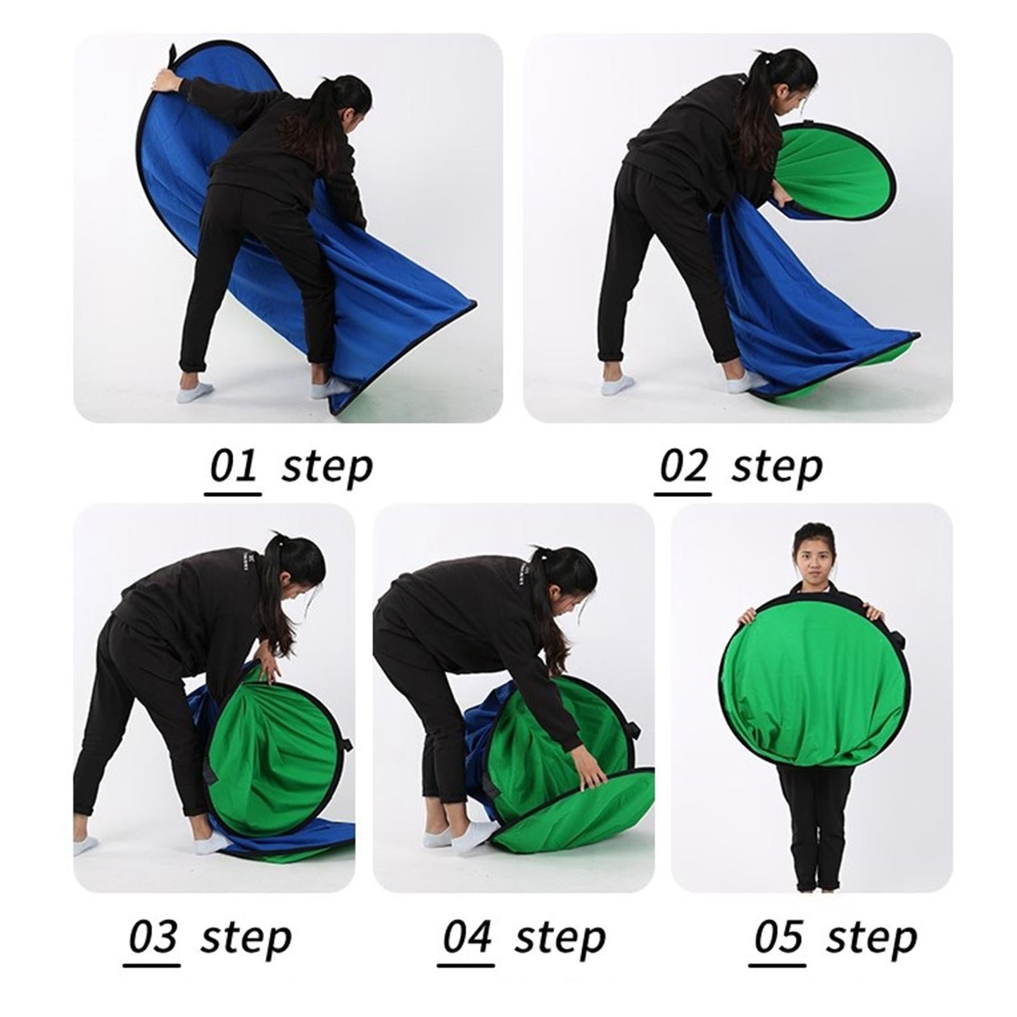 Folding Background Panel Studio Screen Backdrop Video Broadcast Interview 1x1.5m blue green