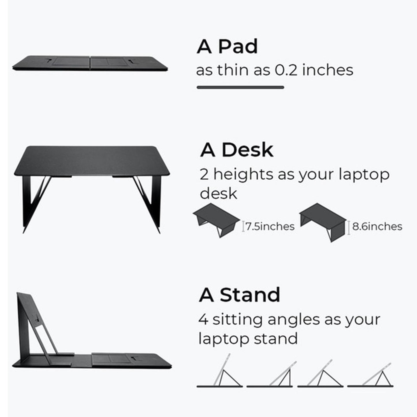 Laptop Stand Adjustable Angle Compatible with 10-17" Laptops for Work Bed