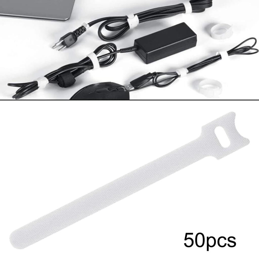 50pcs Cable Cord Tie Straps Reusable Cable Ties Cord Straps White 12x200mm