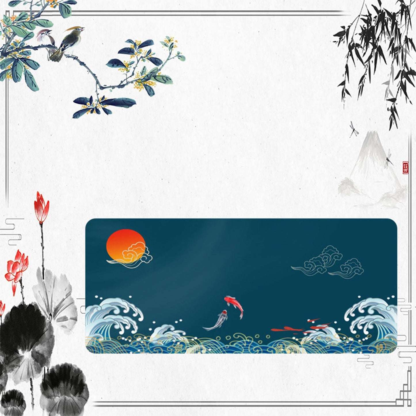 Classical Retro Chinese Style 90x40cm Large Mouse Pad Keyboard Mat D