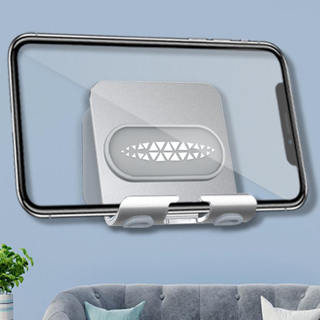 Shower Wall Phone Holder Hands Free Bathroom Kitchen Office Glass Mirrors gray silver back