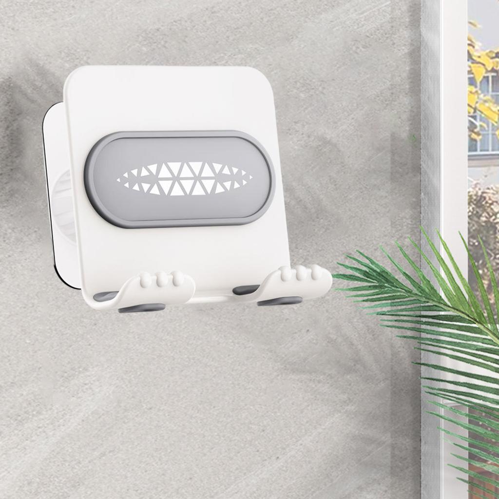 Shower Wall Phone Holder Hands Free Bathroom Kitchen Office Glass Mirrors white white back