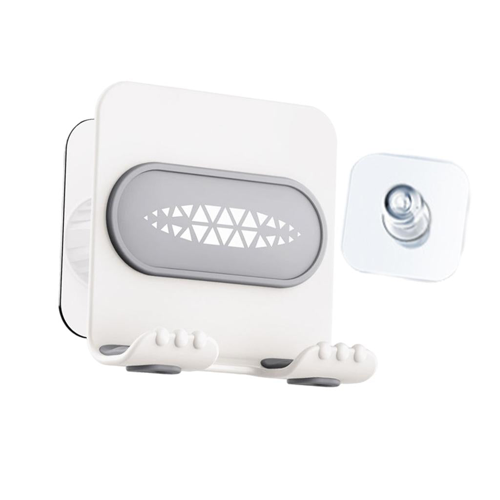 Shower Wall Phone Holder Hands Free Bathroom Kitchen Office Glass Mirrors white white back