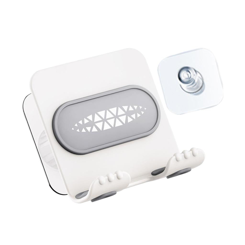 Shower Wall Phone Holder Hands Free Bathroom Kitchen Office Glass Mirrors white white back