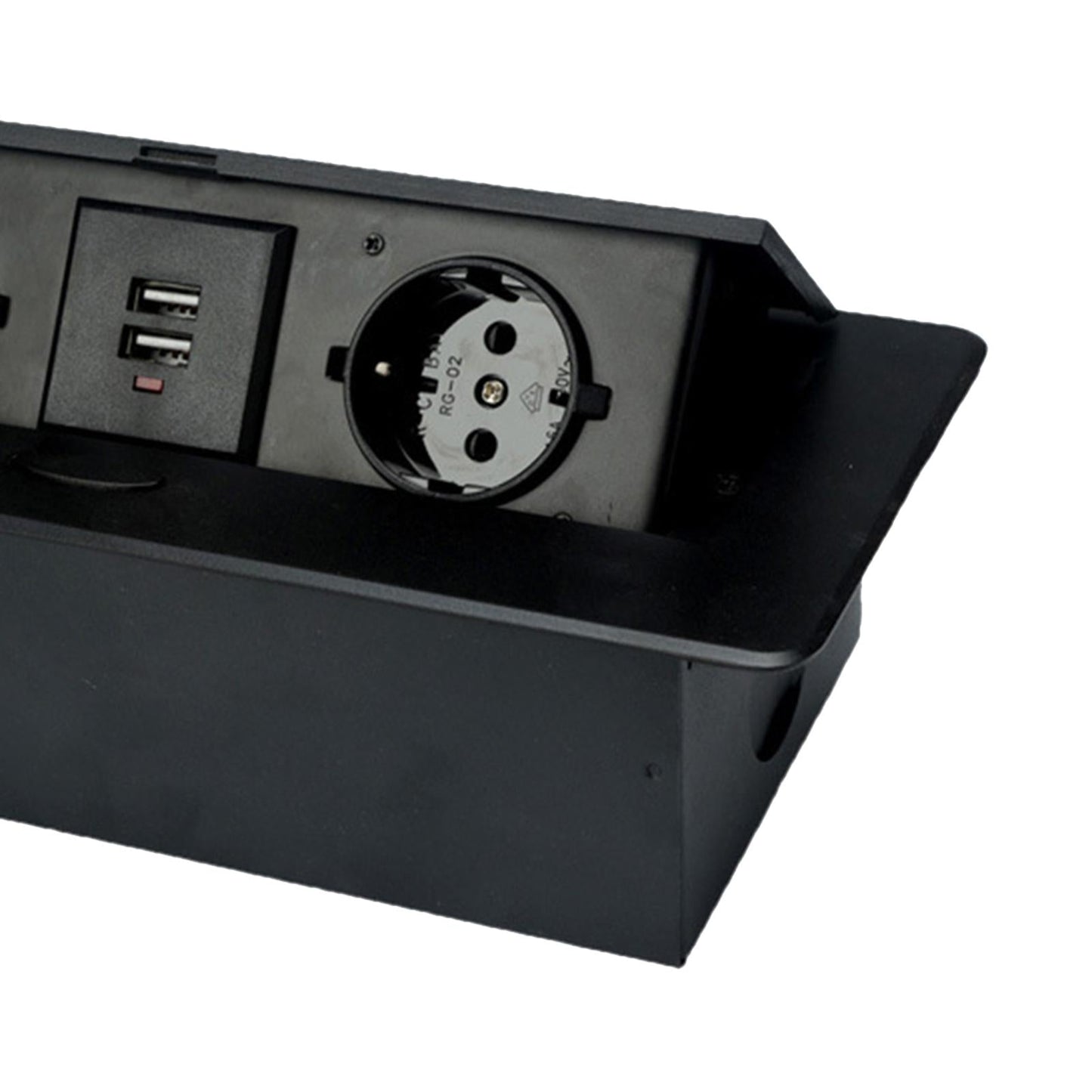 Recessed Table Socket Connection Box AC Power Electric Outlet Black