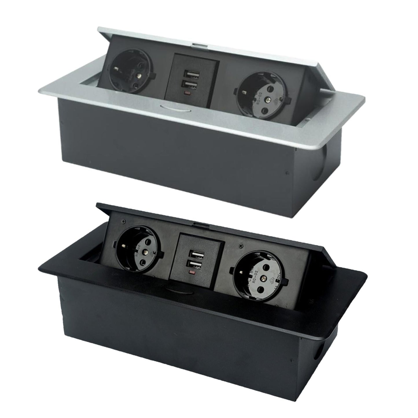 Recessed Table Socket Connection Box AC Power Electric Outlet Black