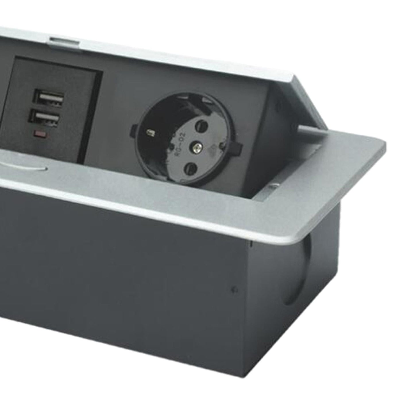 Recessed Table Socket Connection Box AC Power Electric Outlet Silver