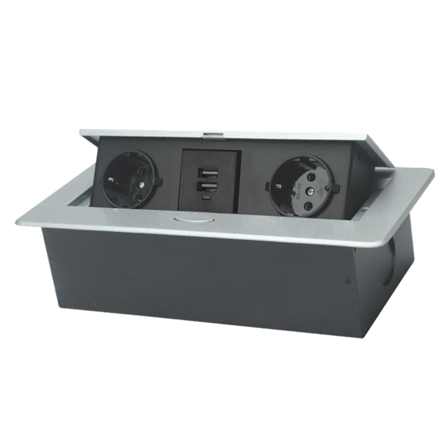 Recessed Table Socket Connection Box AC Power Electric Outlet Silver