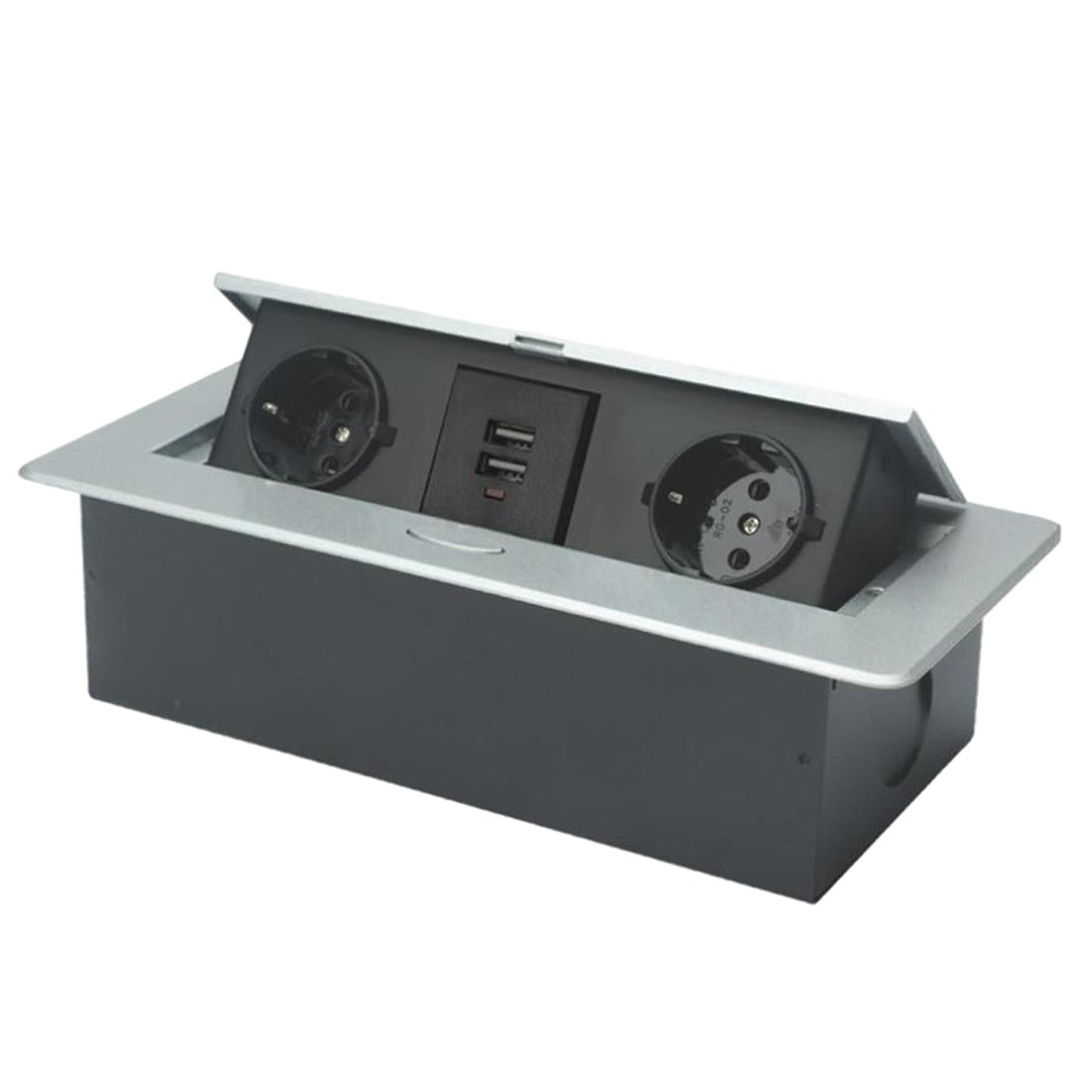 Recessed Table Socket Connection Box AC Power Electric Outlet Silver