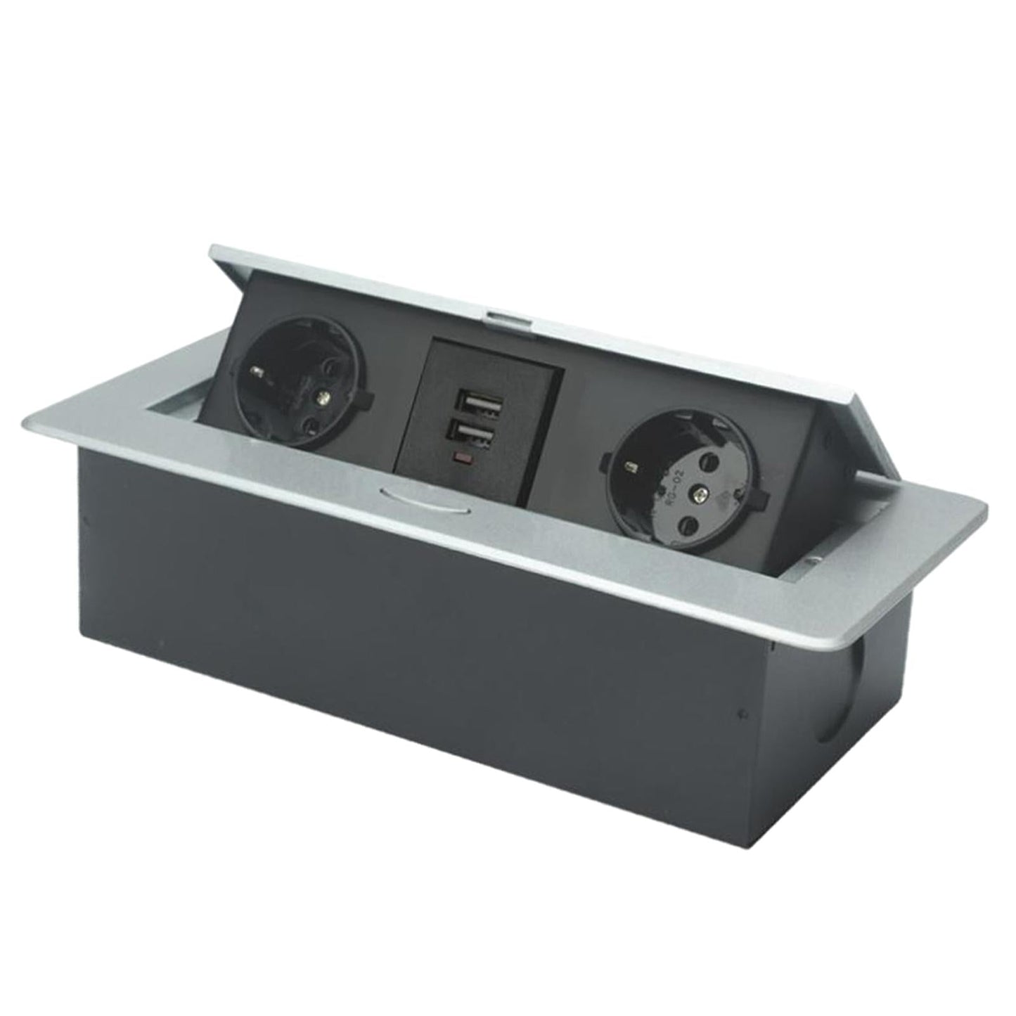 Recessed Table Socket Connection Box AC Power Electric Outlet Silver