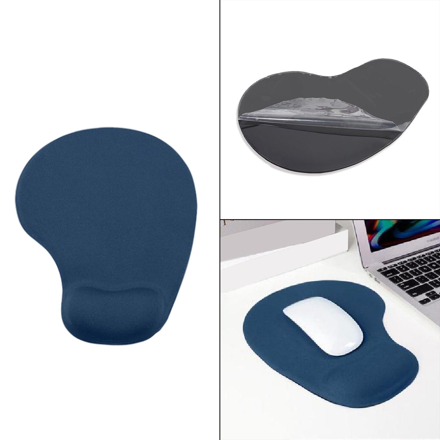 Mouse Pad Non-slip Mat Wrist Rest Rubber for Office Home Desk Computer Dark blue