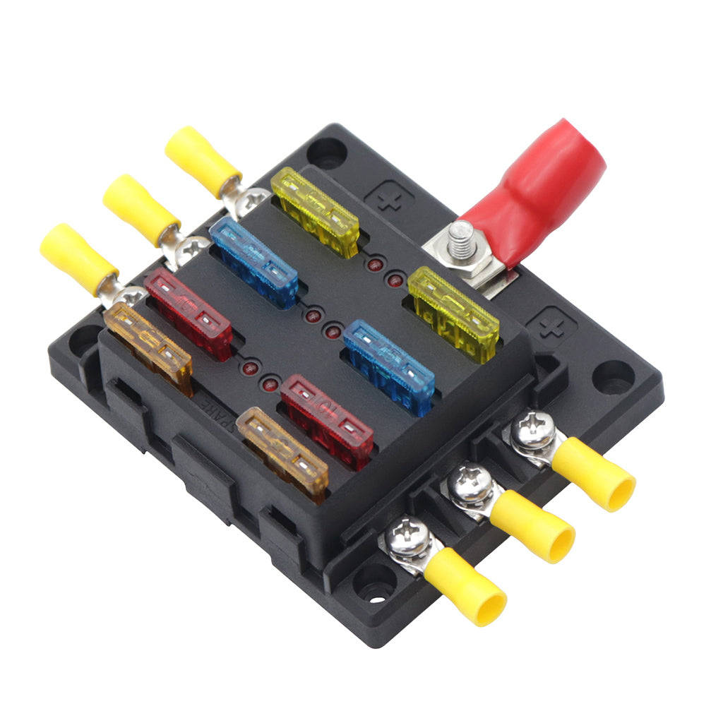 PC PBT Brass Car Blade Fuses Assortment Kit with Decal for Auto Truck Parts 6 Way