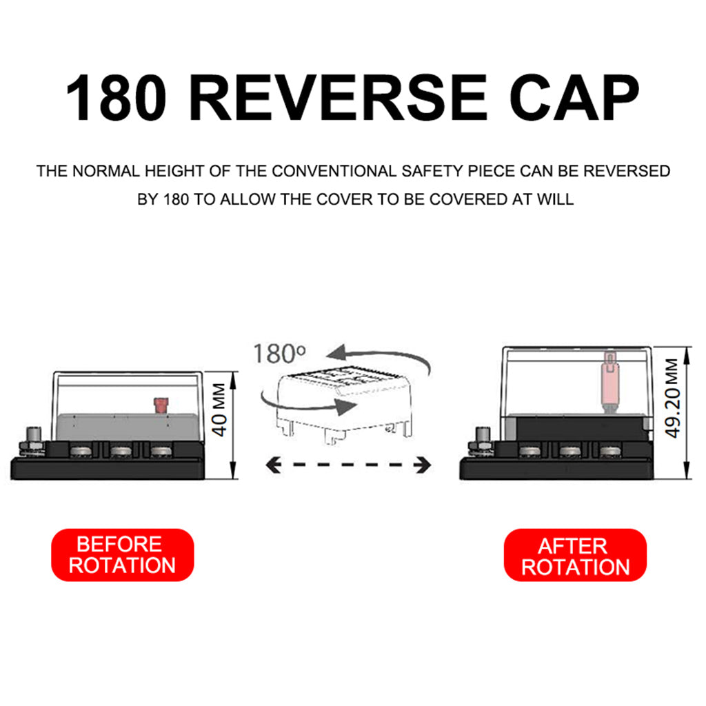 PC PBT Brass Car Blade Fuses Assortment Kit with Decal for Auto Truck Parts 6 Way 6 Negative Bus