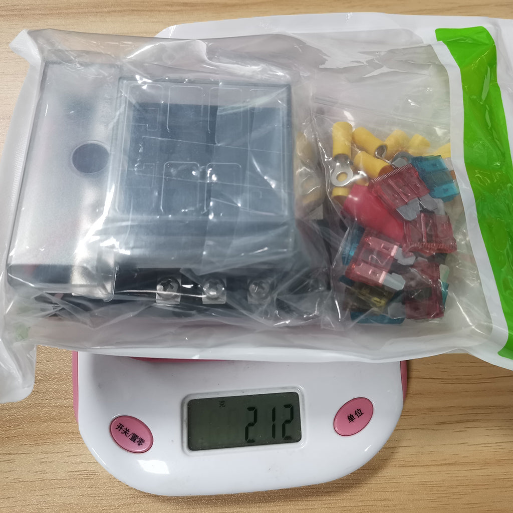 PC PBT Brass Car Blade Fuses Assortment Kit with Decal for Auto Truck Parts 6 Way 6 Negative Bus