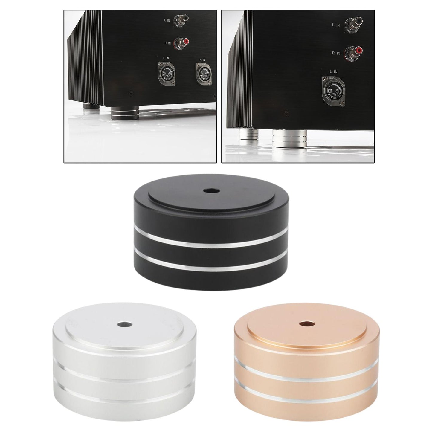 HiFi Aluminum Speaker Feet Shock Pad Spikes for Recorder DAC Devices Black