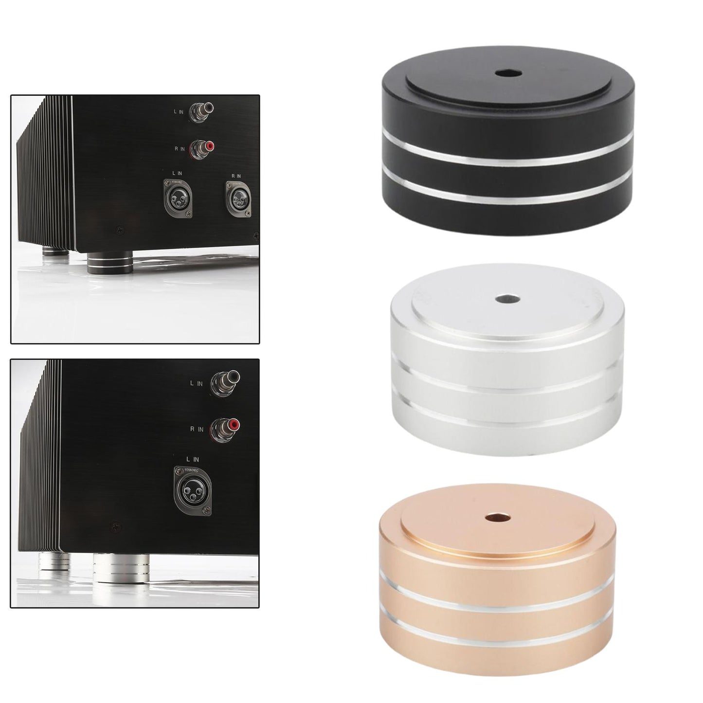 HiFi Aluminum Speaker Feet Shock Pad Spikes for Recorder DAC Devices Black