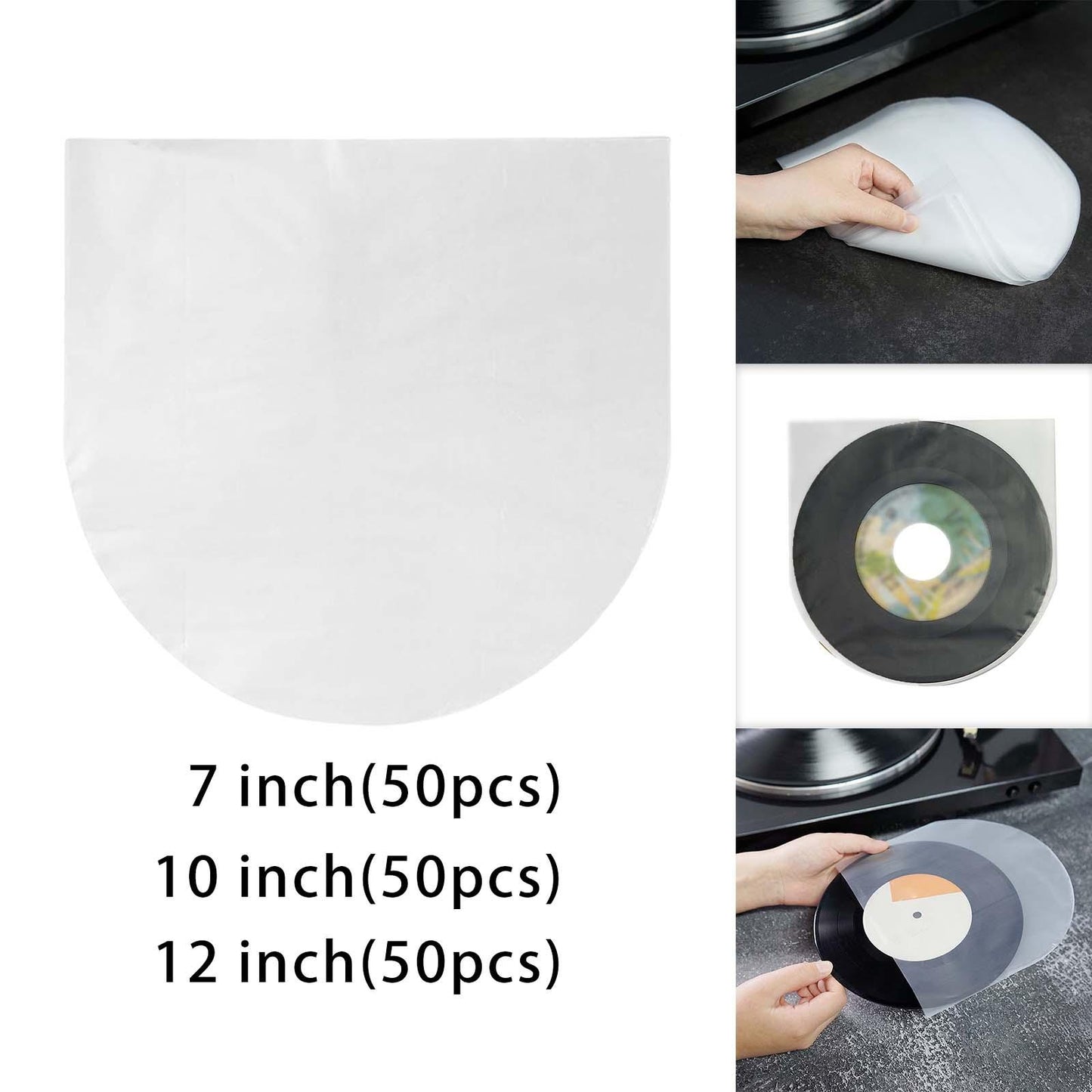 Portable Vinyl Record Inner Sleeves for Gramophone Record Turntable Player 7 inch