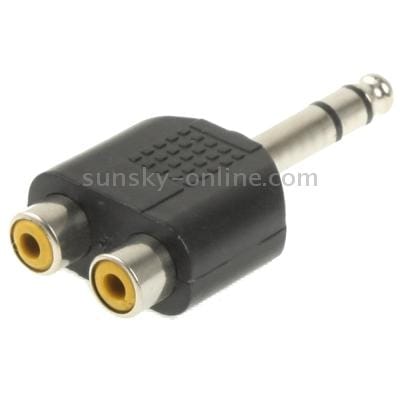 6.35mm Male to 2 RCA Stereo Headphone Jack Adapter (Black)