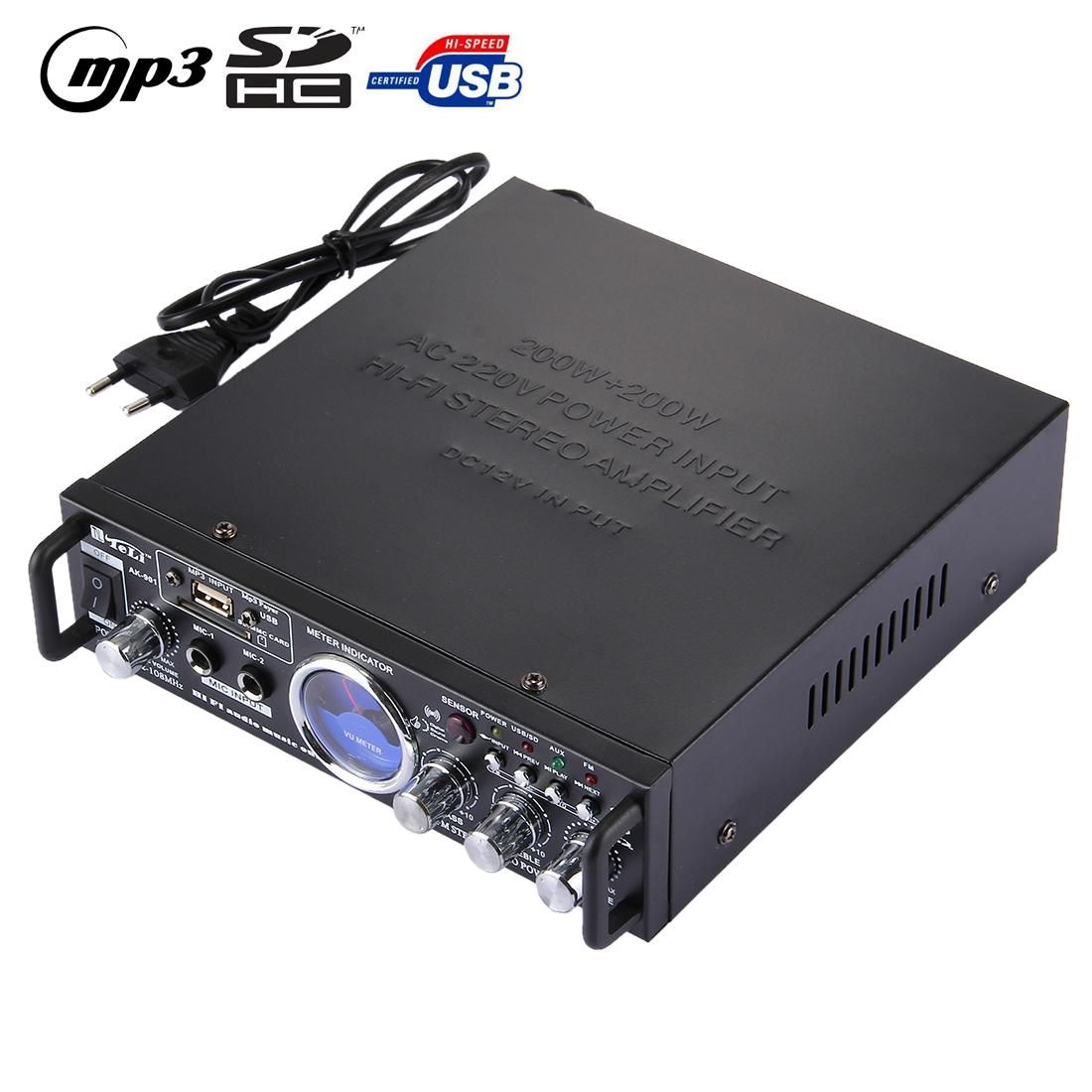AK-901 Stereo Audio Karaoke Power Amplifier with Remote Control, Support SD Card / USB Flash Disk (Black)