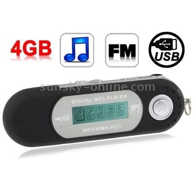 4GB MP3 Player with LCD Screen, Support FM Radio, Work with AAA battery, Use as USB Flash Disk (Black)