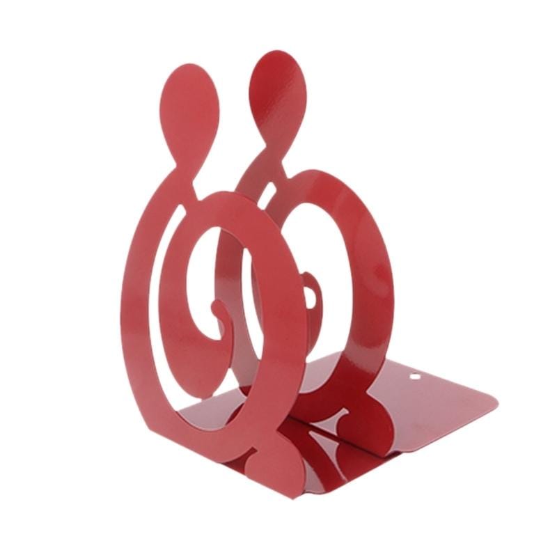 2 PCS Musical Note Metal Bookends Iron Support Holder Desk Stands For Books (Red Treble)
