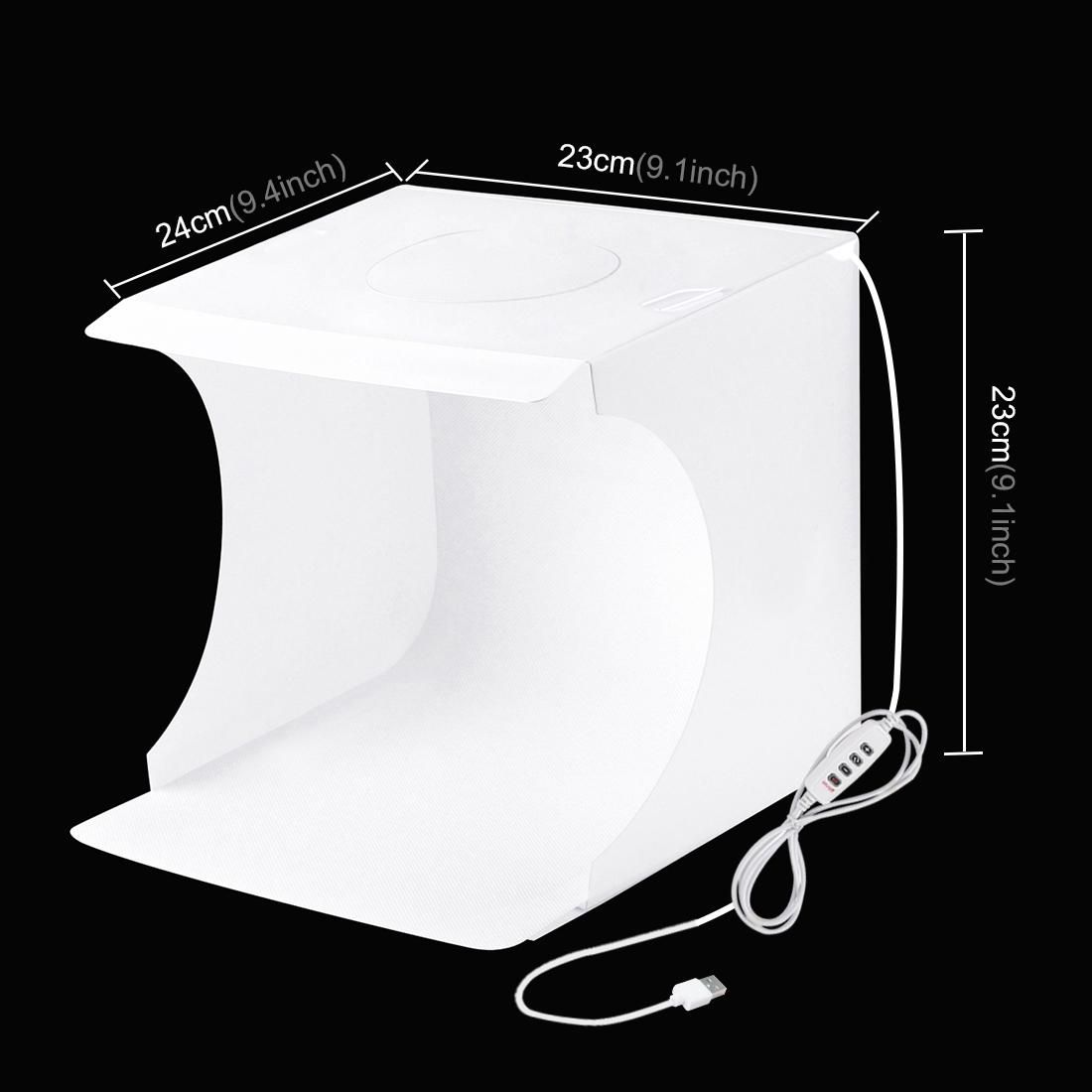 PULUZ 20cm Ring LED Panel Folding Portable Light Photo Lighting Studio Shooting Tent Box Kit with 6 Colors Backdrops , Unfold Size: 24cm x 23cm x 22cm