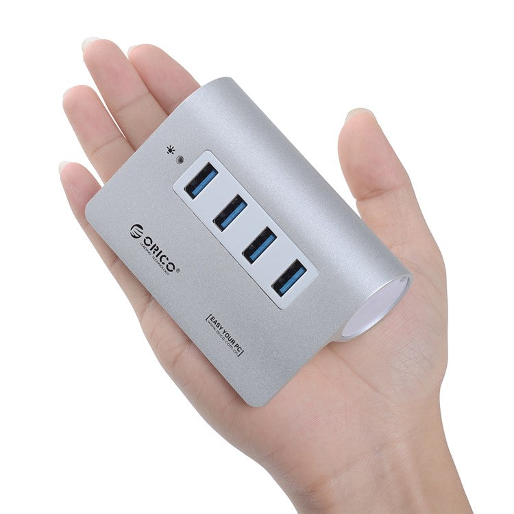 ORICO Multiple protections Plug and Play Aluminum Alloy 4 Ports USB 3.0 Hub (M3H4) - Silver Color