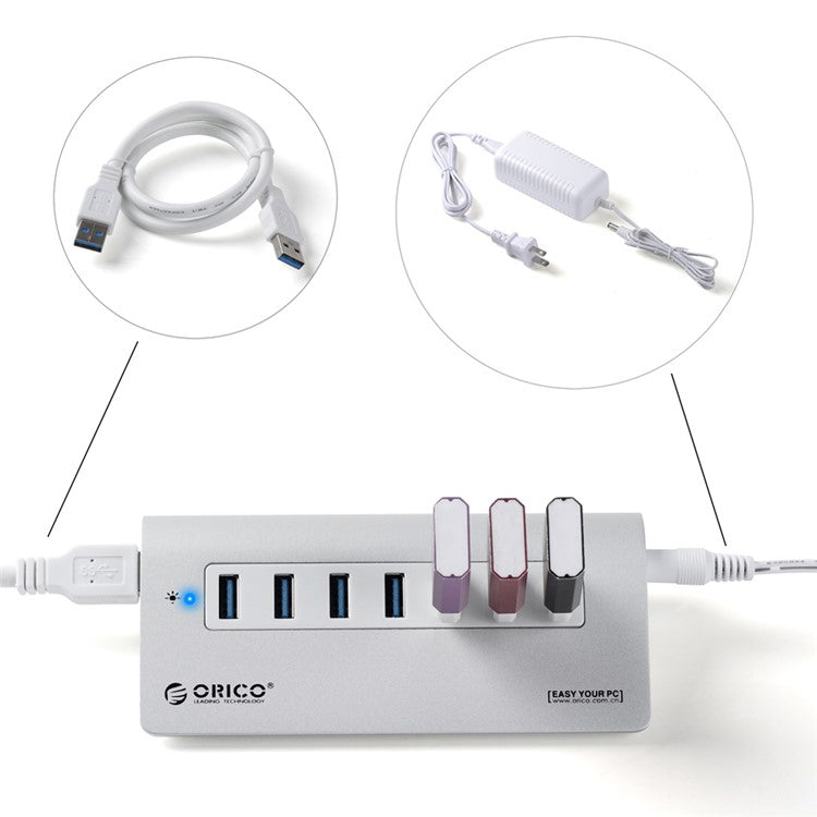 ORICO Aluminum 7 Ports USB 3.0 Hub with USB 3.0 Cable (M3H7) - Silver
