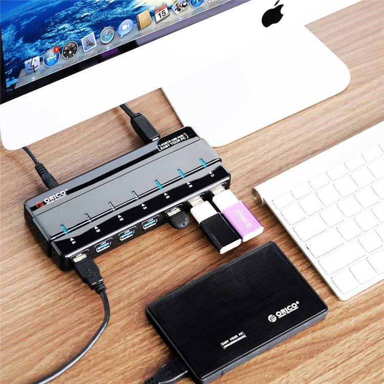 ORICO ABS 7-Port USB 3.0 HUB with Power Adapter & Cable (H7928-U3) - Black